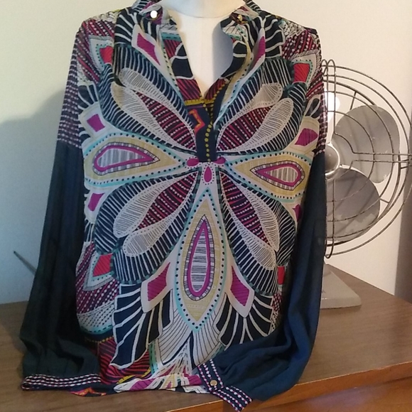 Tt collection abstract geometric dressy top - Picture 1 of 5